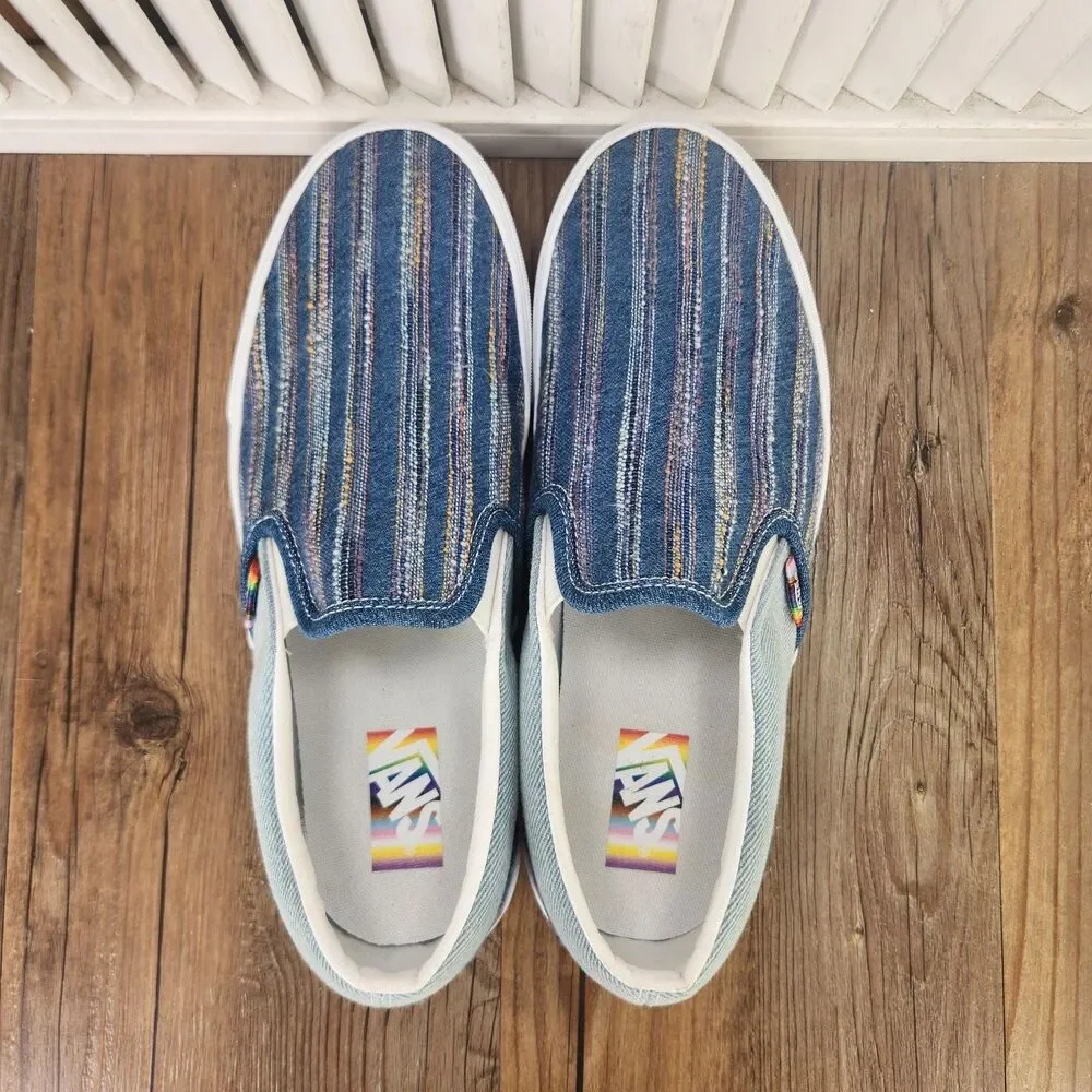 Vans Classic Slip-On Together As Ourselves Sneakers Mens Sz 9.5 Blue Pride Shoes